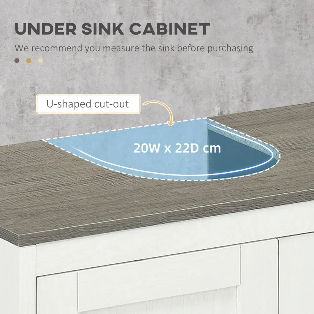 Freestanding Bathroom Under Sink Cabinet w/ Doors Adjustable Shelf, White