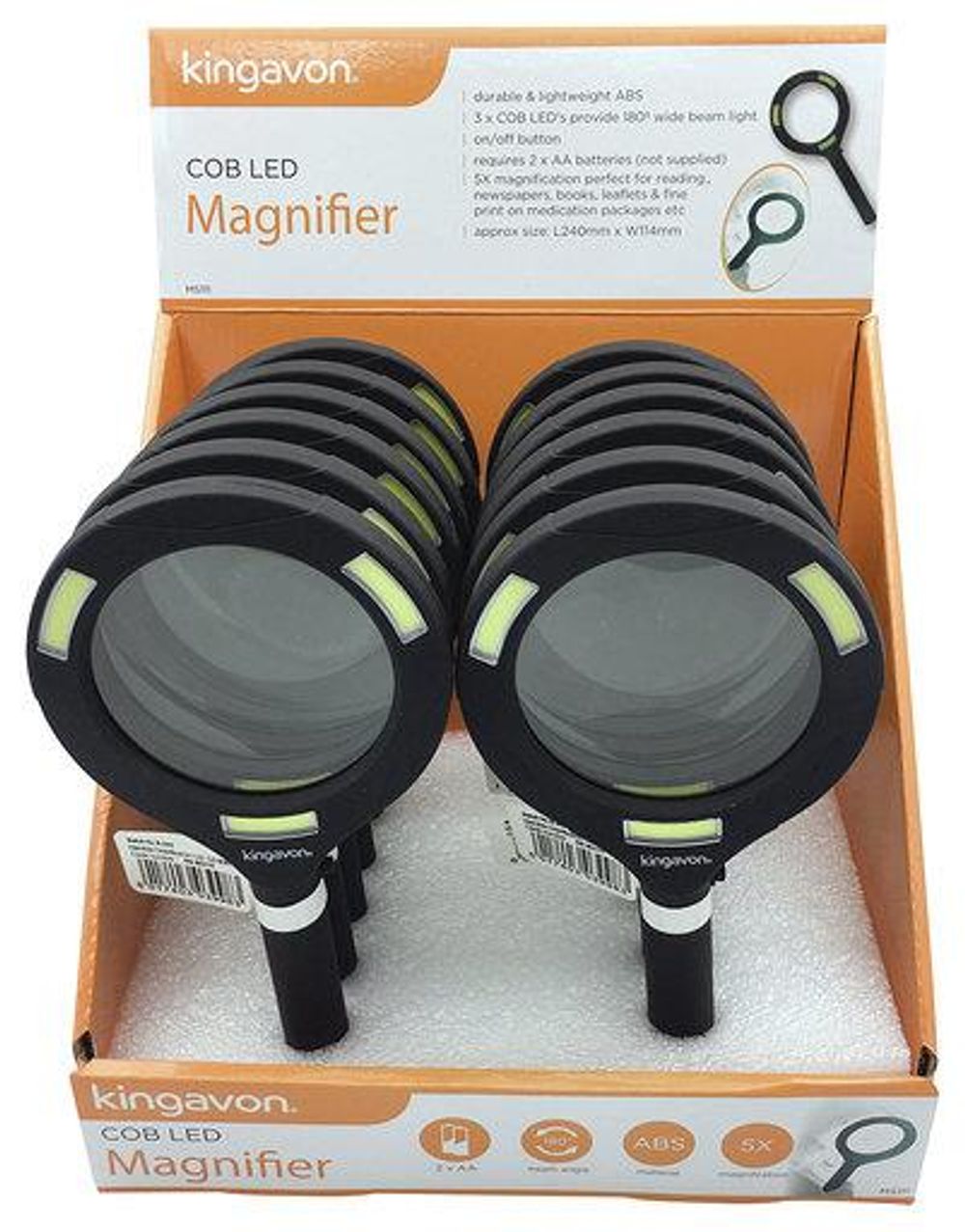 Kingavon 3W COB LED Magnifying Glass - High Quality, Lightweight, 3x Magnification, 80mm Lens Diameter