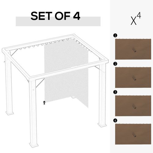 Outsunny 3 x 4(m) Universal Gazebo Replacement Sidewall Set, 4 Panels, Brown