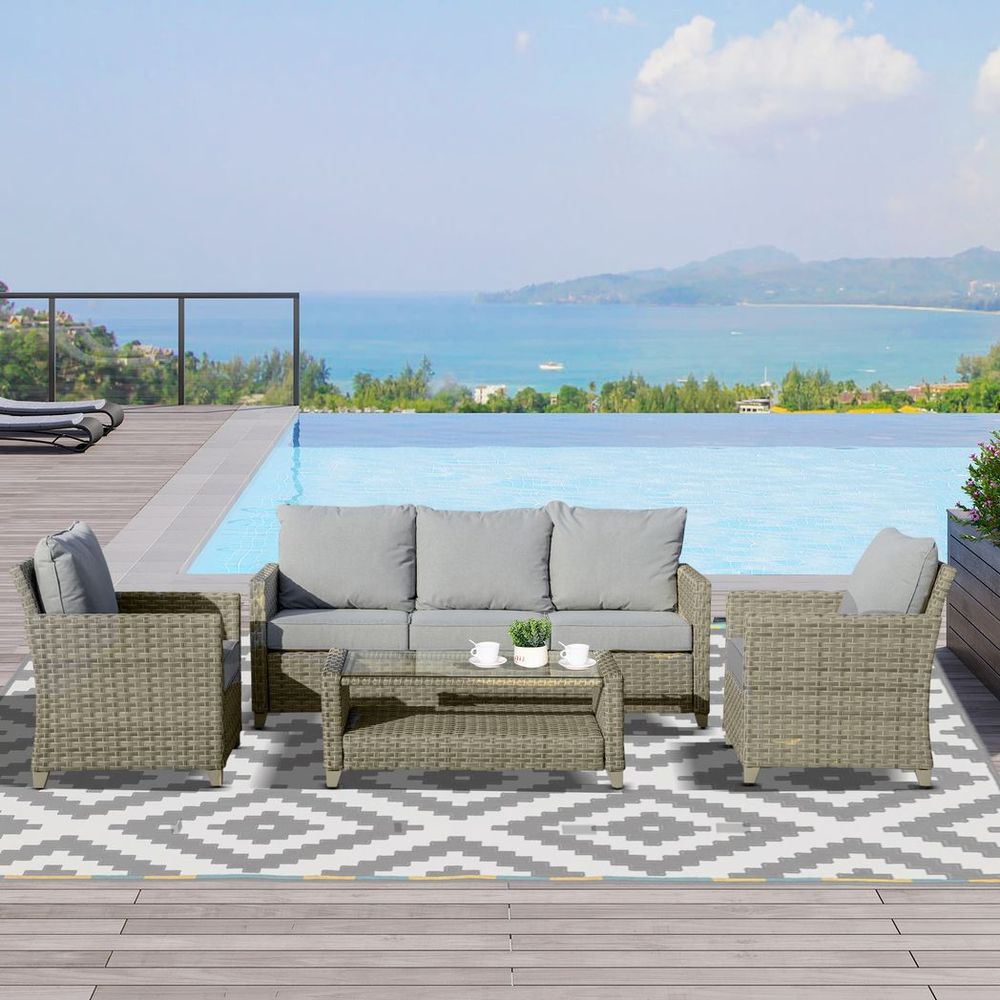 Premium Outdoor Rattan Sofa Set - Stylish and Durable Patio Furniture