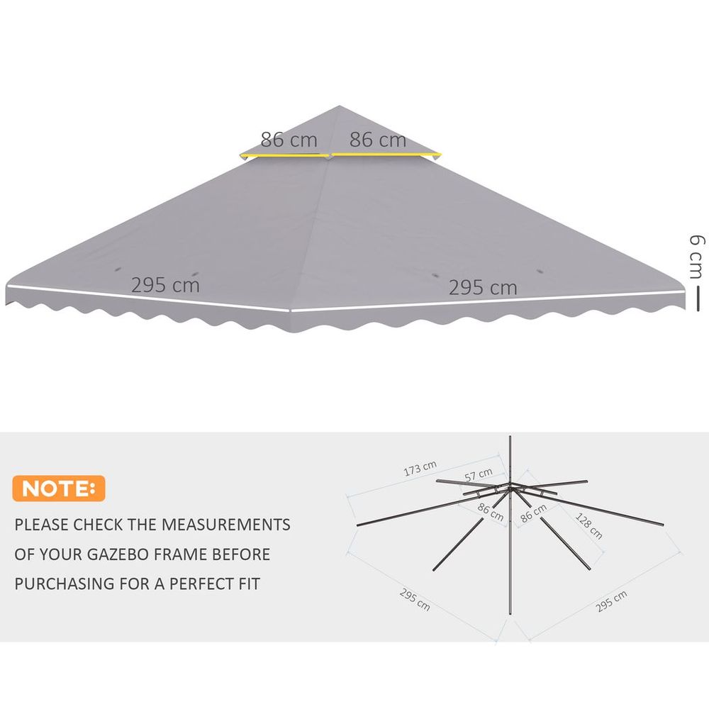 High-Quality 3x3m Gazebo Canopy Replacement Cover, 2-Tier Roof, Grey - Protect & Refresh Your Outdoor Space!