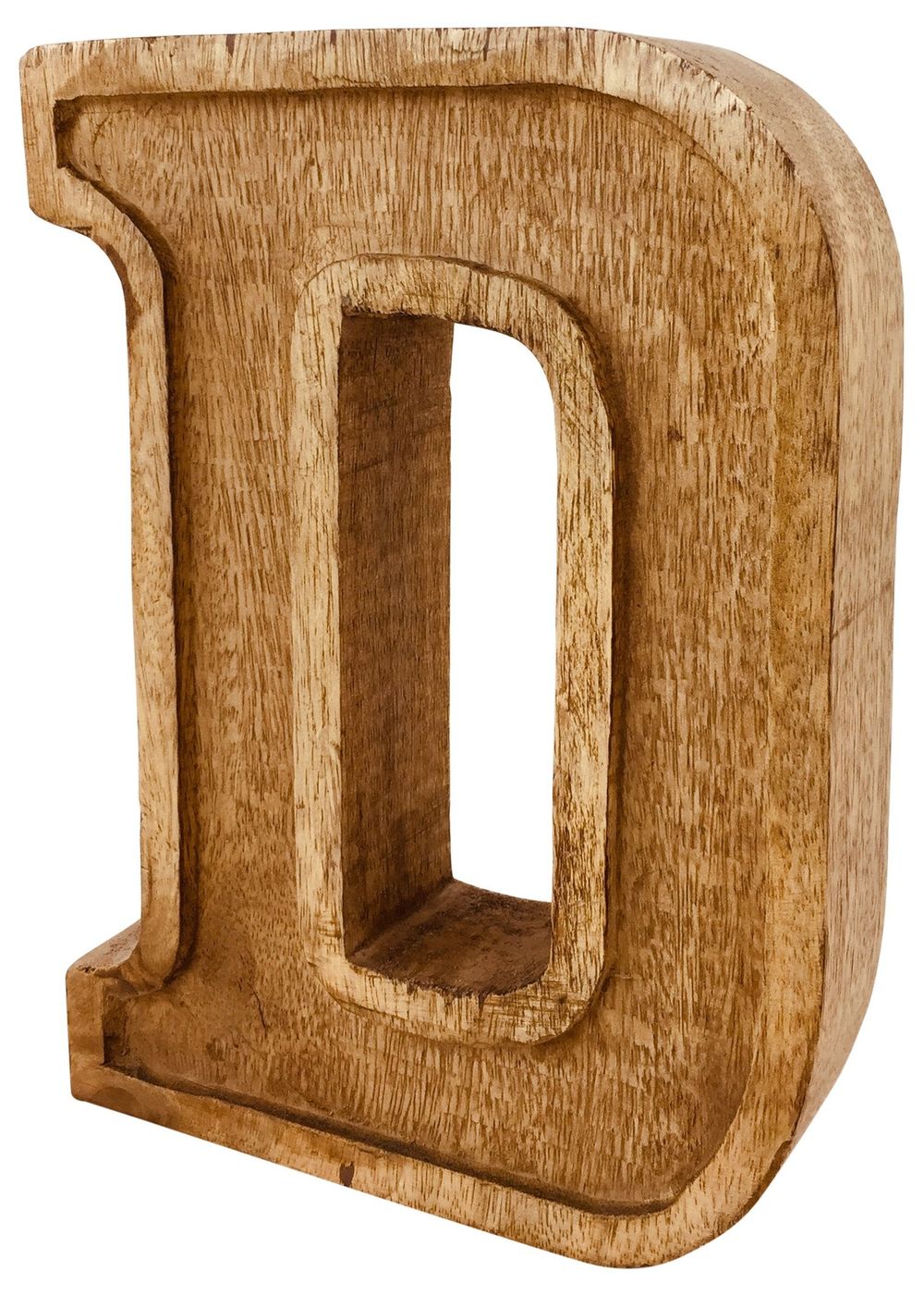 Rustic Hand Carved Wooden Embossed Letter D. Versatile Décor for Nurseries, Bedrooms, and Events. Free-standing or Wall Mountable.