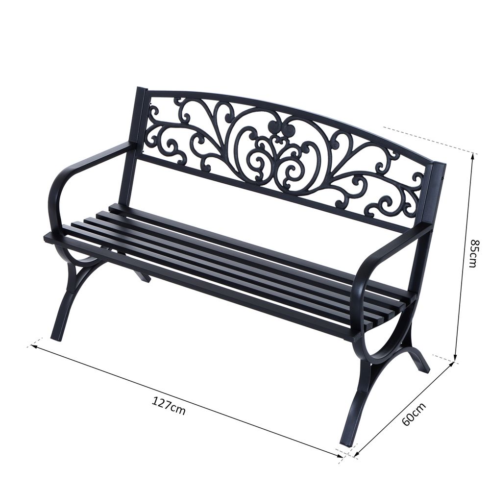 Garden Bench, Steel Black