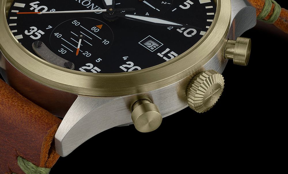 Swiss Made Strond DC-3 MKll Aviation Watch: Steel, Bronze, Sapphire Glass, Water Resistant