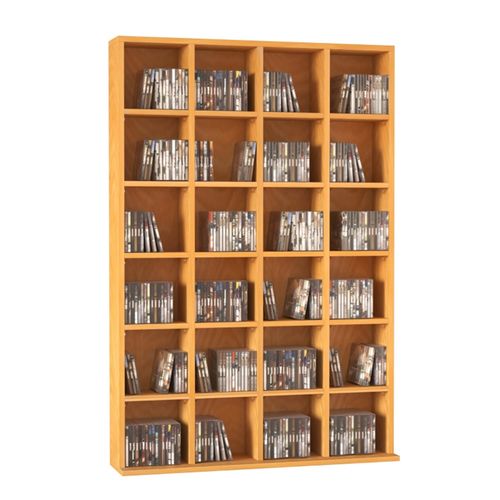 HOMCOM 480 CD/ 312 DVD Storage Unit, Media Storage Shelf, Wooden Display Unit with Adjustable Shelves, 89 x 130.5 cm, Beech Wood Finish