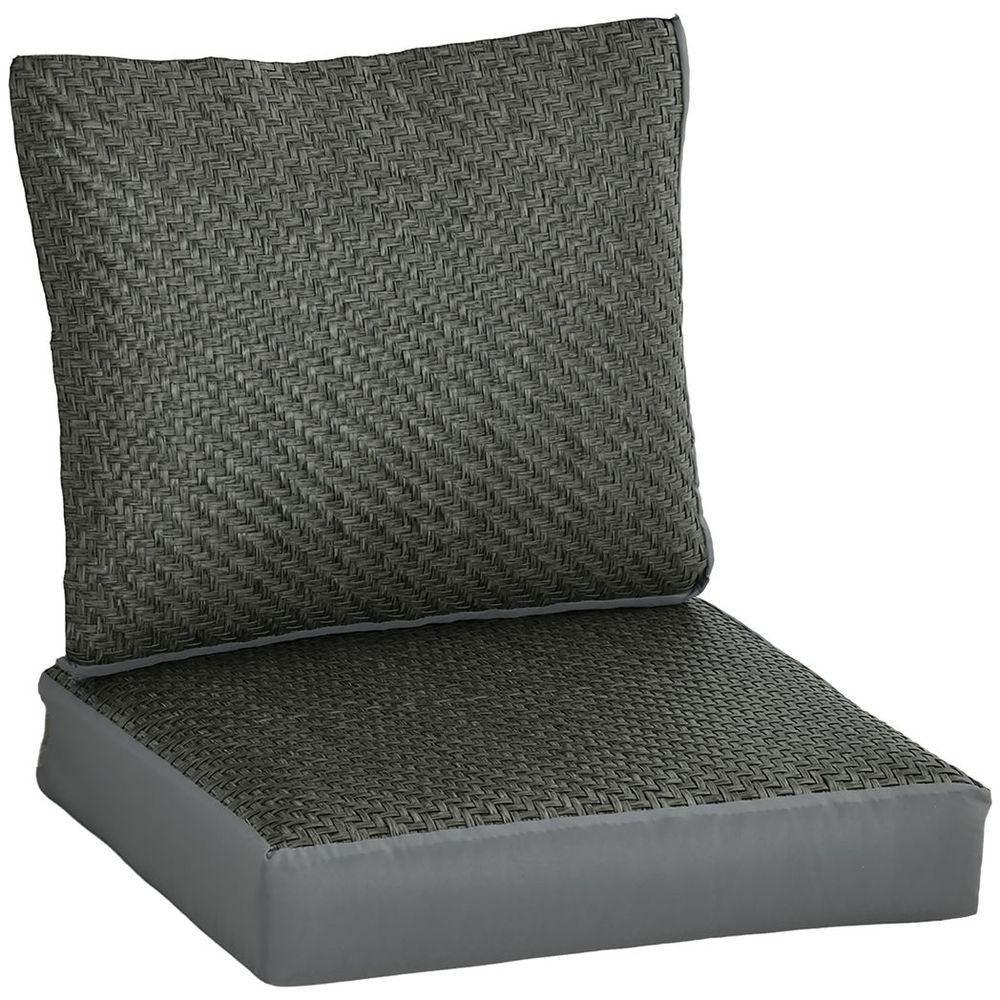 Enhance Outdoor Seating: Outsunny Set of 2 Seat Cushions with PE Rattan Cover - Grey