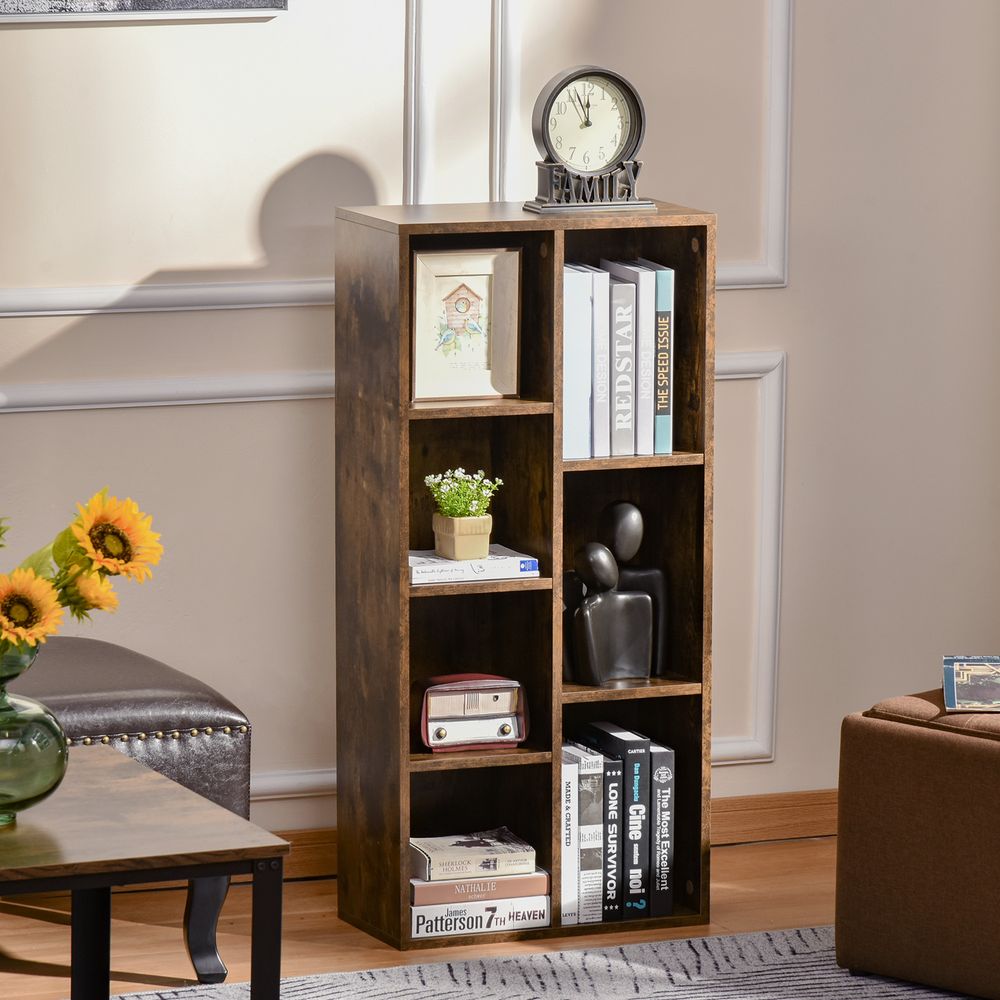 Rustic Brown Bookcase: Industrial Display Cabinet w/ Cube Storage - High Quality & Durable