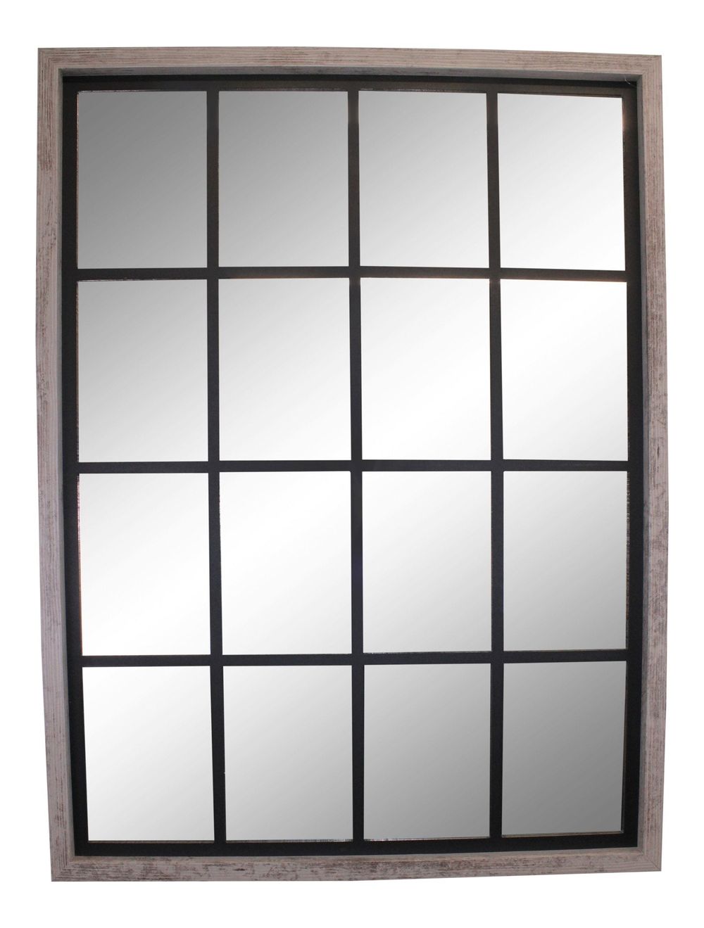 Premium Grey Window Style Wall Mirror - 60x80cm - Best Quality