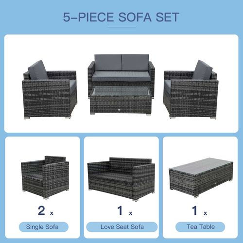 4-Seater Rattan Sofa Set Table