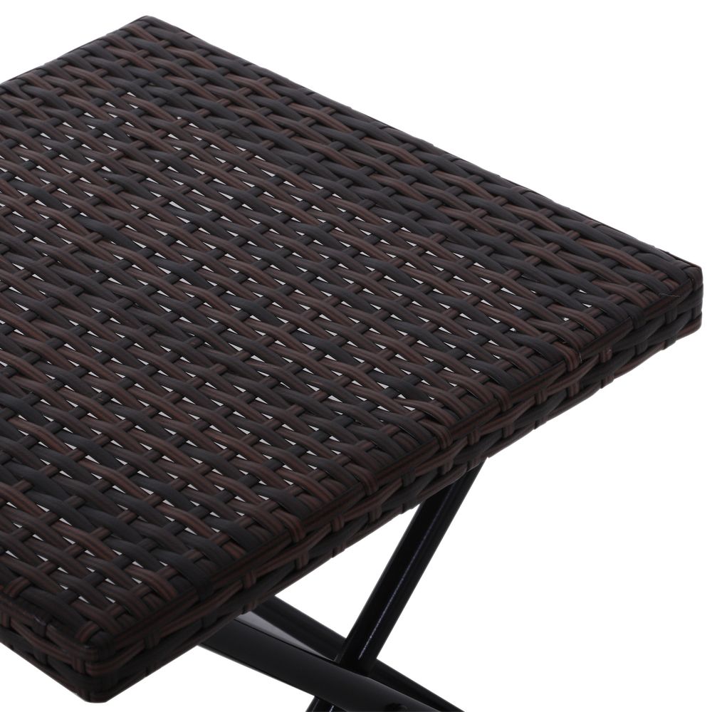 Premium Folding Square Rattan Coffee Table - Outdoor Bistro Balcony Garden - High-Quality Steel Frame - Weather Resistant