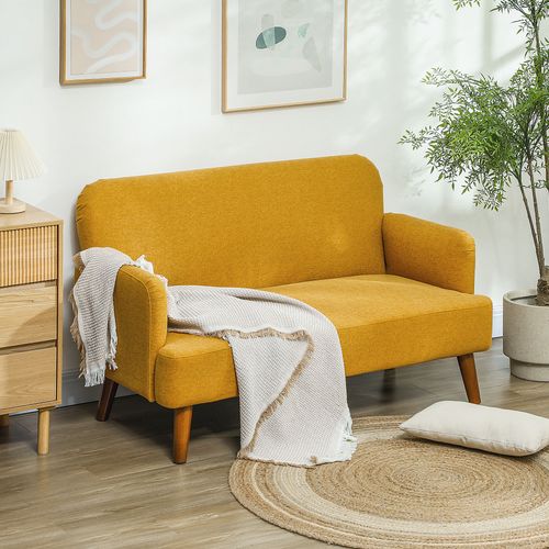 HOMCOM 2 Seater Sofa with 21cm Thick Padding and Wood Legs