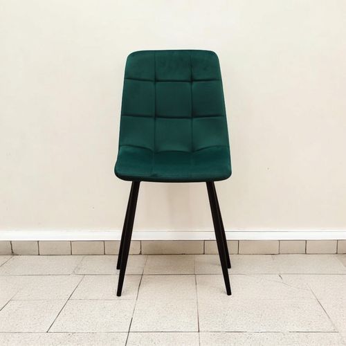 GREEN FABRIC CHAIR BLACK METAL LEGS