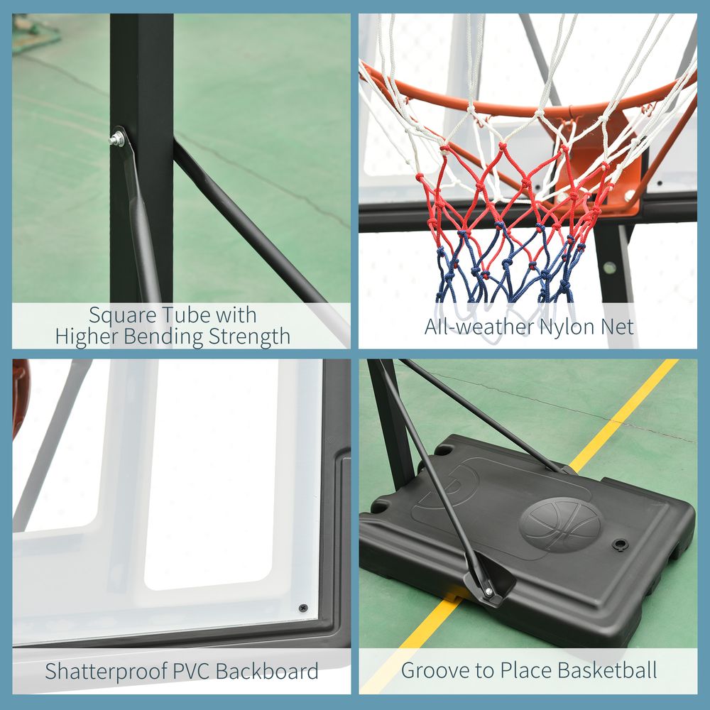 Height Adjustable Basketball Hoop - Freestanding, Wheels, High Quality 255-305cm