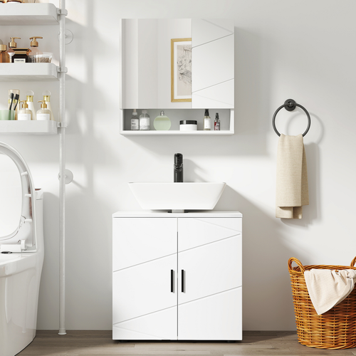 kleankin Bathroom Vanity Unit, Under Sink Cabinet with Shelf, White