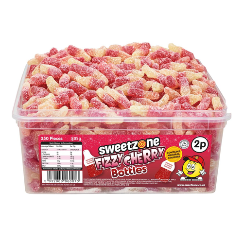 2p Fizzy Cherry Bottles 805g Tub Sweets