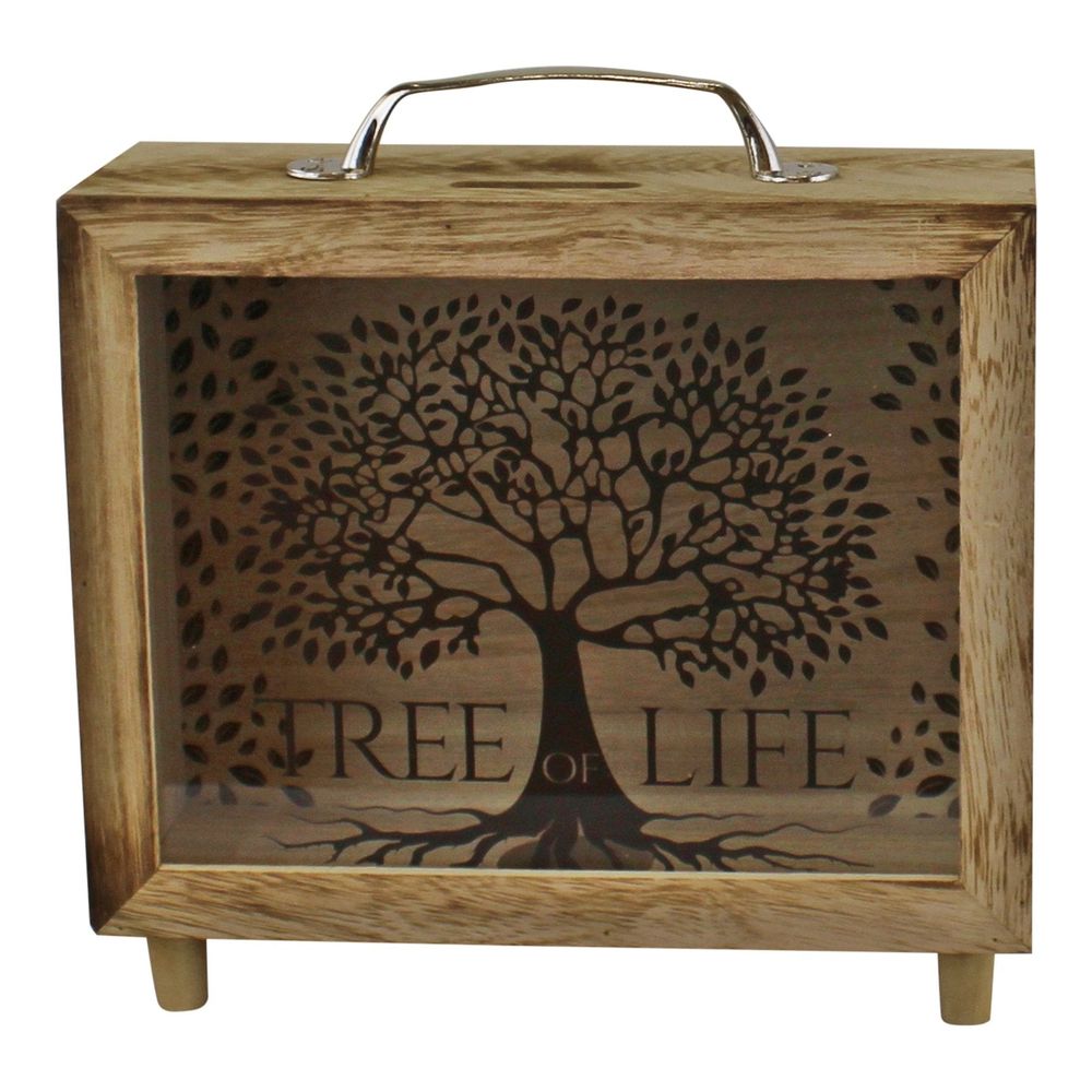 Highest Quality Tree of Life Money Box - Perfect Gift! - MDF & Glass - 7 x 21 x 20cm - SKU: TL0047
