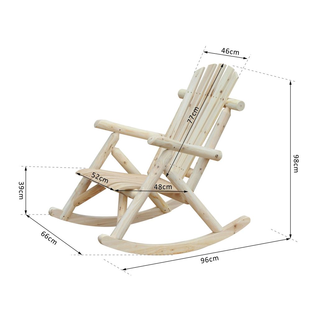 Premium Cedar Wood Rocking Armchair, 96Lx66Wx98H cm