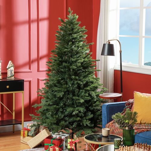 HOMCOM 5 Ft Artificial Christmas Tree with Metal Base, Hinged Branches