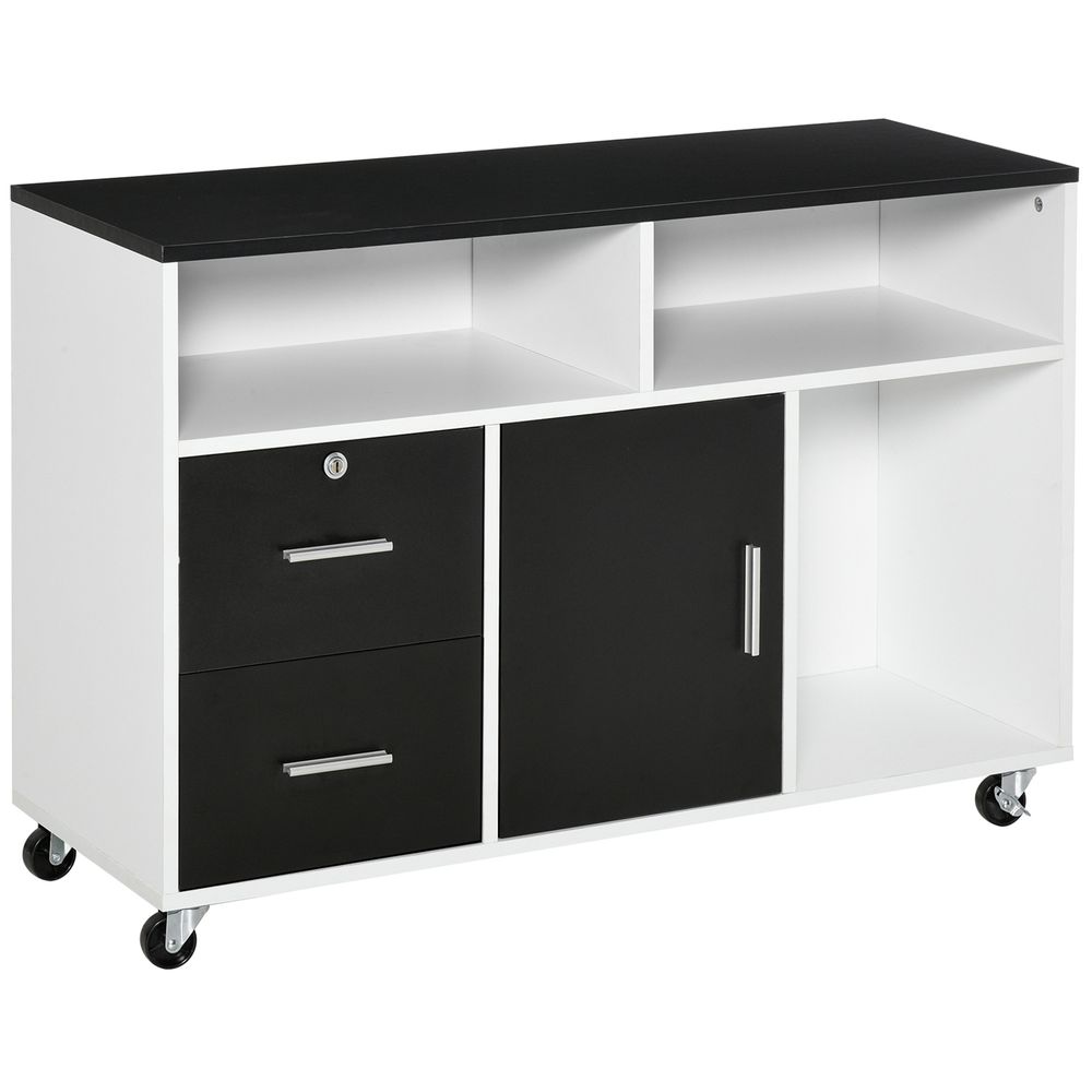 Home Office Mobile Cabinet Storage Organizer w/ Castor, Drawer, Key
