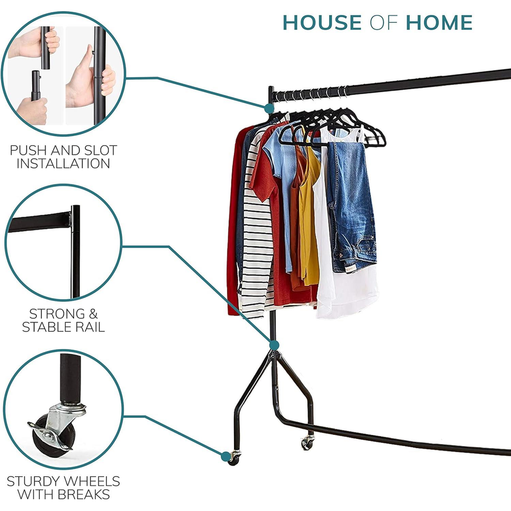 Extra Heavy Duty 4FT Long x 5FT Clothes Rail In Black