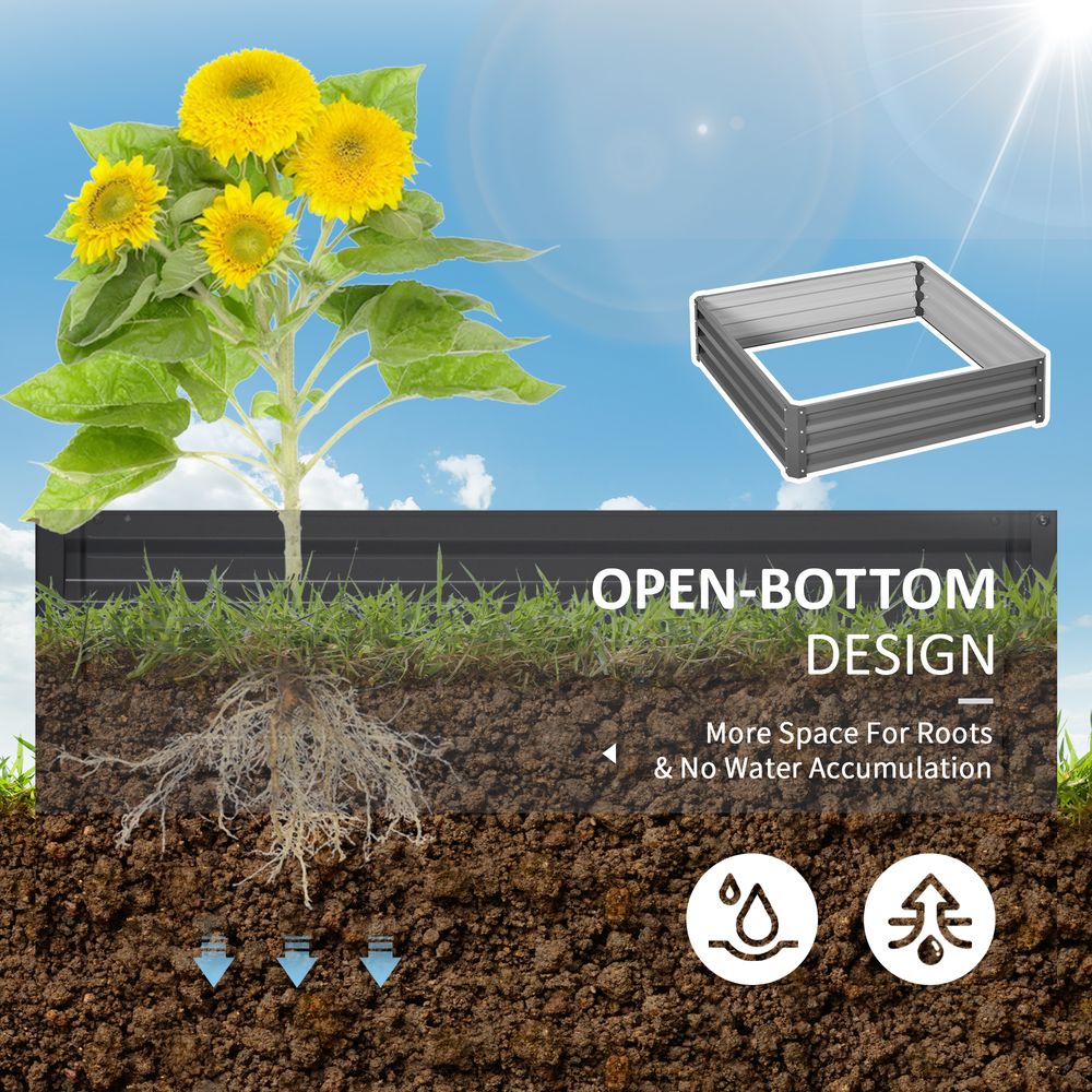Outsunny Raised Garden Bed - Metal Planter - Light Grey