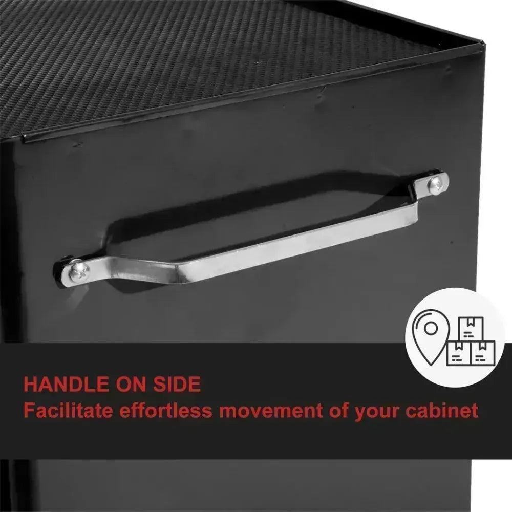 5-Drawer Lockable Steel Tool Storage Cabinet w/ Wheels Handle 2 Keys Black