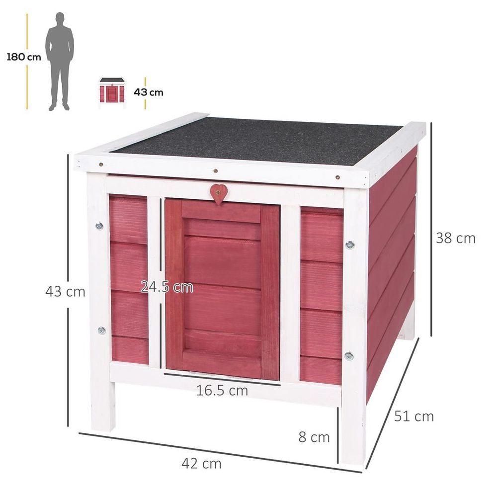 PawHut Wooden Rabbit Hutch Bunny Cage Guinea Pig House Pet Habitat Ferret Red
