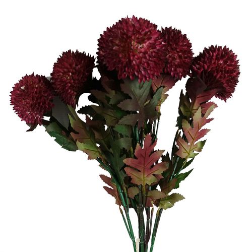 Pack of 6 x 70cm Large Ball Dahlia Artificial Flower Stem Pink