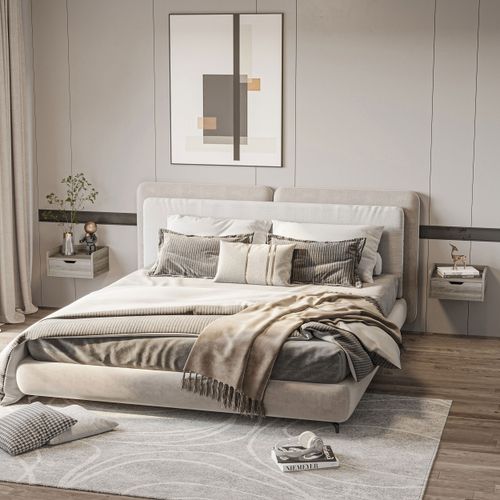 HOMCOM Floating Nightstand Set of 2, Nightstand with Drawer