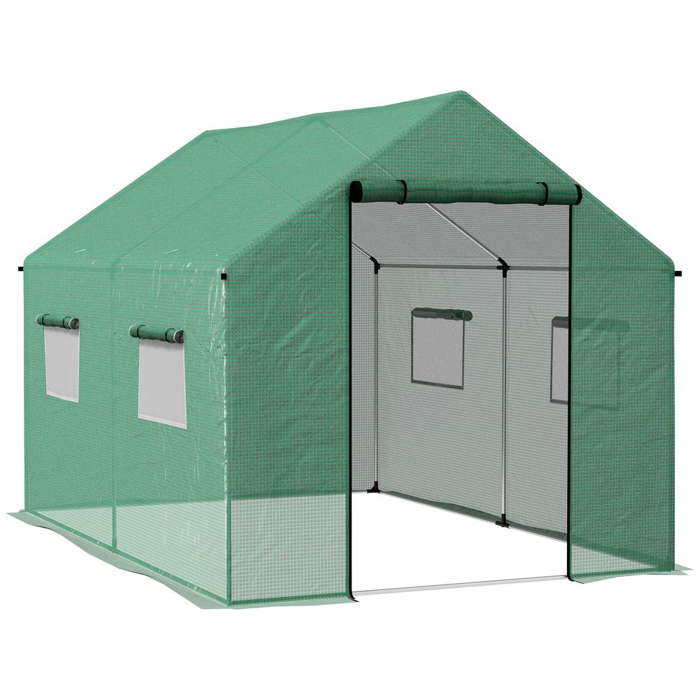Outsunny Tunnel Greenhouse - UV-resistant PE Cover, Wide Door, 2x3m, Green