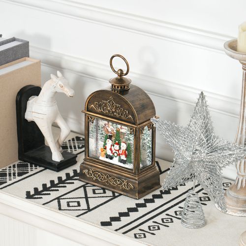 HOMCOM Christmas Snow Globe with Lights and Music for Party, Bronze Tone