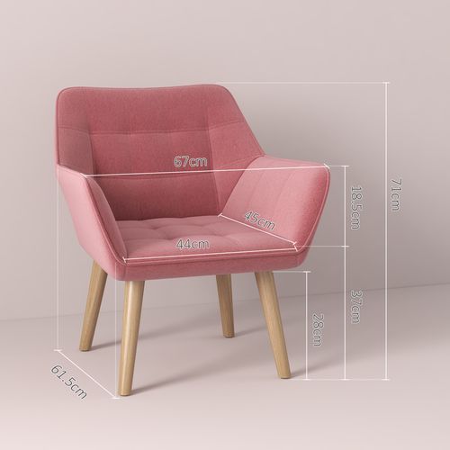 HOMCOM Velvet-Feel Accent Chair with Arms Slanted Back Wood Legs