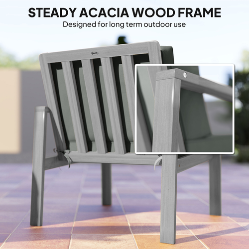 Outsunny 4 Pieces Wooden Garden Furniture Set with Cushions