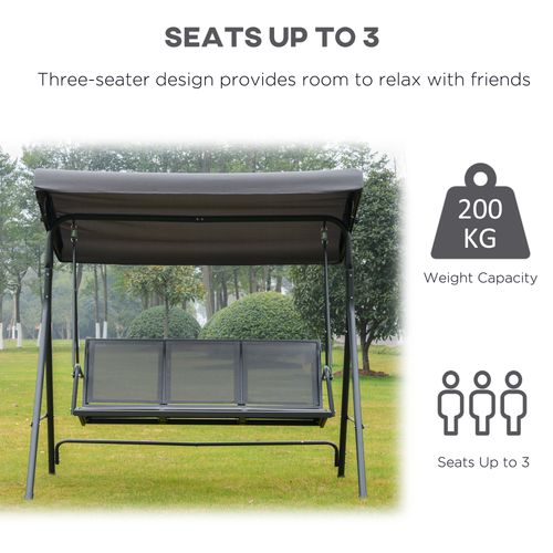 3 Seater Garden Swing Chair Grey Hammock Canopy Patio Outdoor Bench