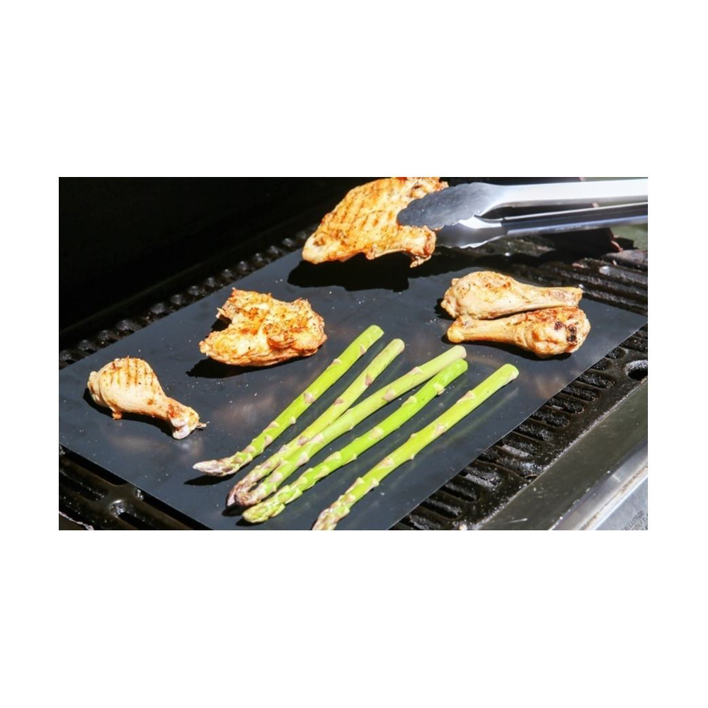 Vinsani Non-Stick BBQ Grill Mat (40 x 33 cm) – Universal Barbeque Baking Oven Liners Reusable and Dishwasher Safe Indoor Outdoor BBQ Cooking Mats for Charcoal Electric Gas Grill Kitchen Ovens – Black