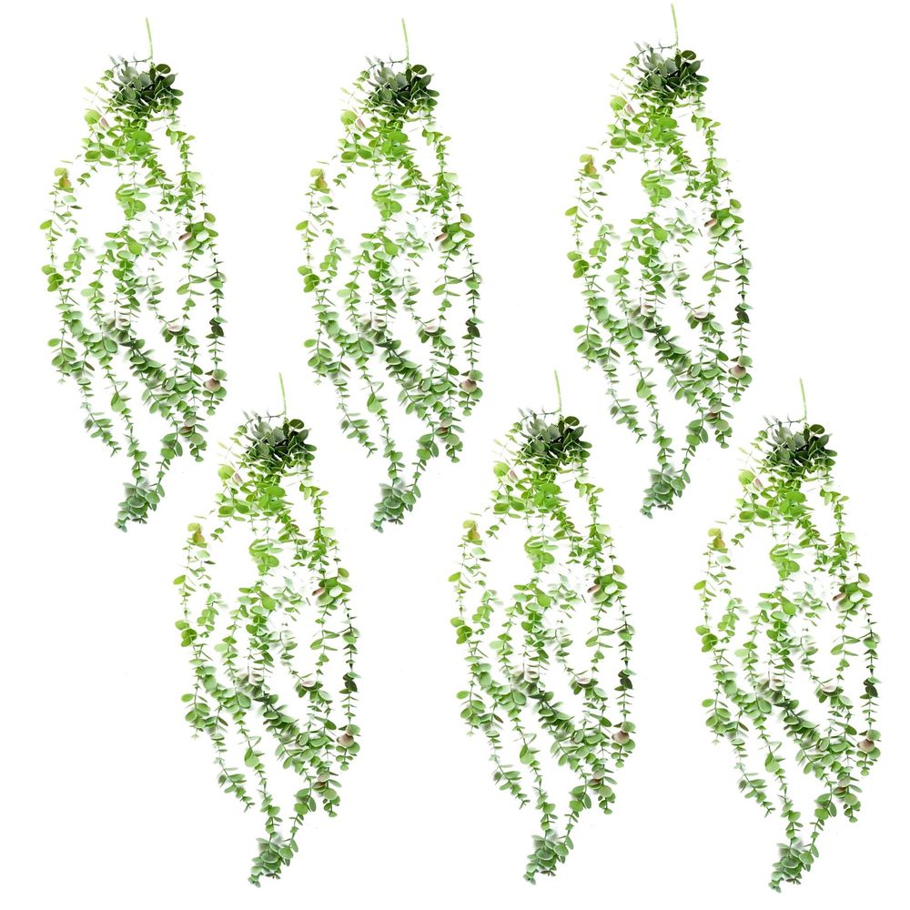 6 x 80cm Artificial Hanging Trailing Eucalyptus Plant