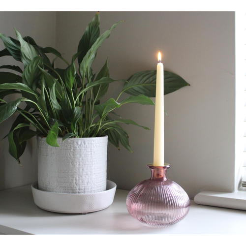 Pink Glass Candle Holder