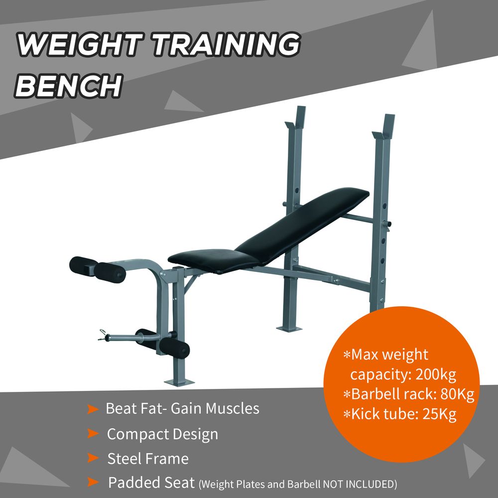 Premium Adjustable Weight Bench - Maximize Your Workouts with HOMCOM Gym Bench - Durable Steel Frame - Supports 200Kg - Ideal for Home Gym