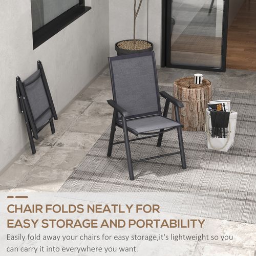 Outsunny 2-PCS Garden Armchairs Outdoor Patio Folding Modern Furniture Grey