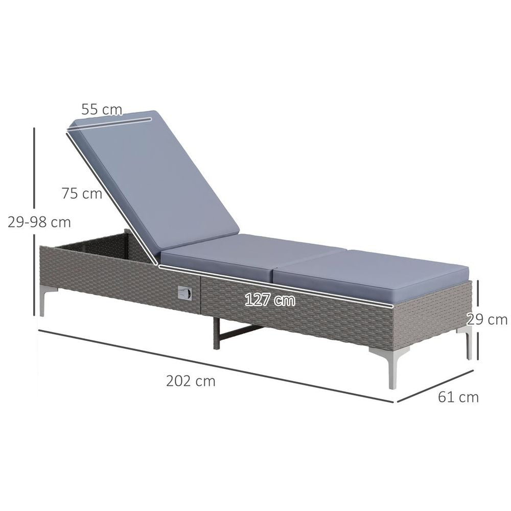 Premium Outsunny Patio Rattan Sun Lounger - Durable Wicker, Adjustable Backrest - Boost Your Outdoor Relaxation!