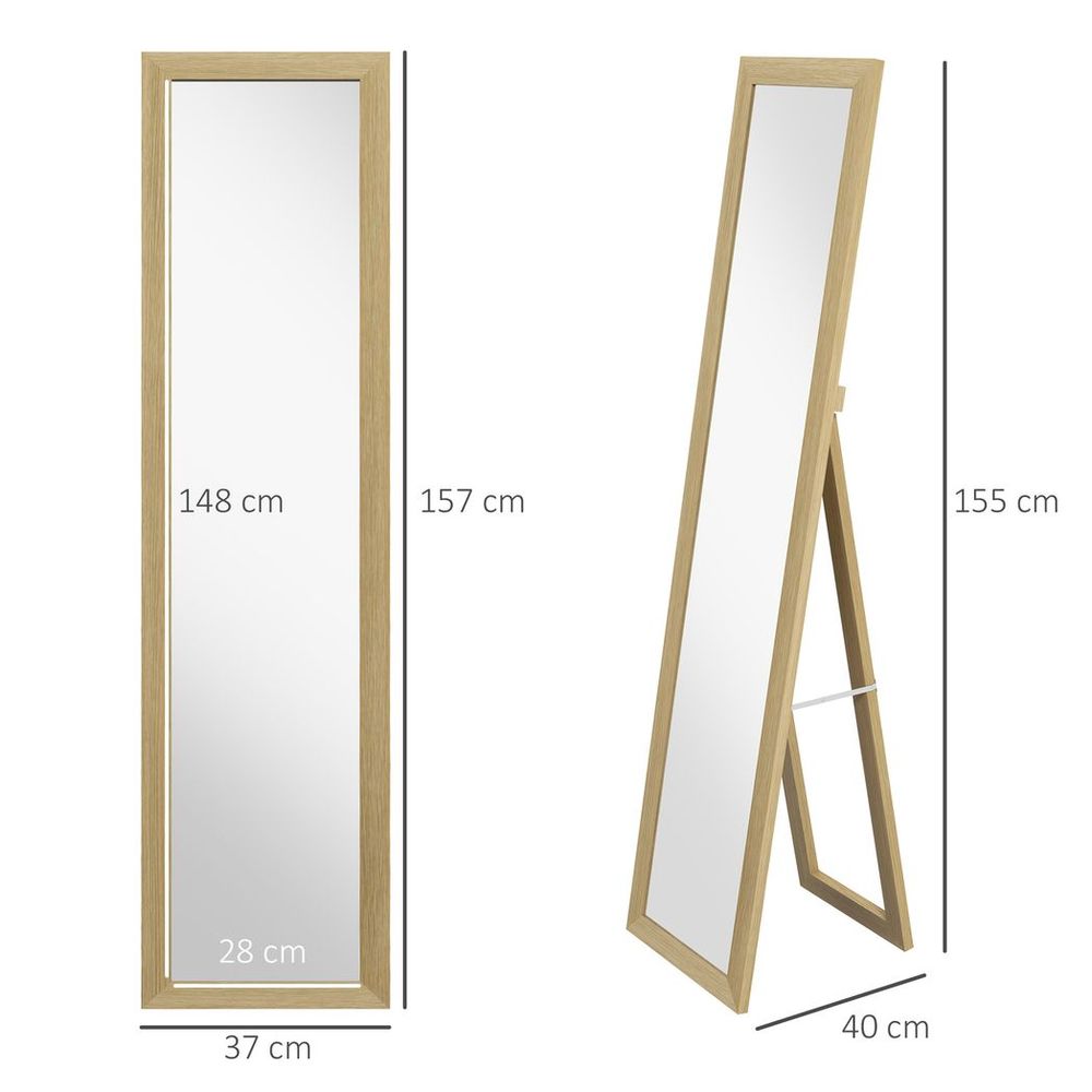 HOMCOM Full Length Mirror, Farmhouse Wall & Floor Mirror - Hanging & Freestanding