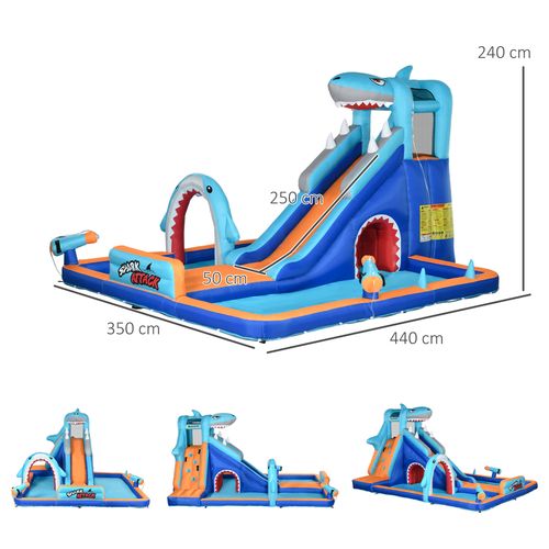 Outsunny 6 in 1 Kids Bouncy Castle w/ Slide, Pool, Trampoline, Blower