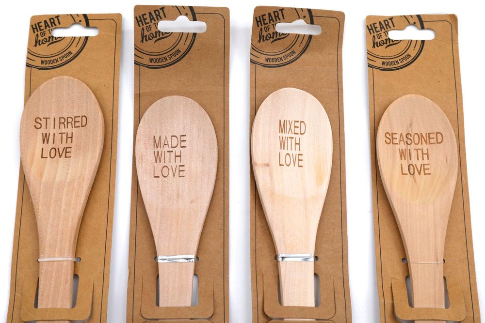 Love-themed Engraved Wooden Spoons - Set of 4