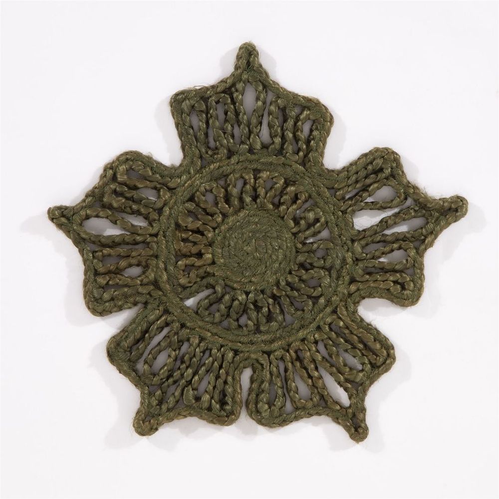 Premium Jute Star Placemats - Set of 2, Olive - 36x36cm