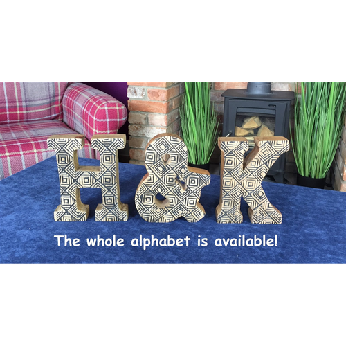 Hand Carved Wooden Geometric Letter V