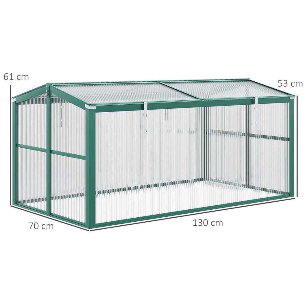 Premium Outsunny Aluminium Cold Frame Greenhouse Planter 130x70x61cm | High-Quality, Openable Top | Versatile & Durable
