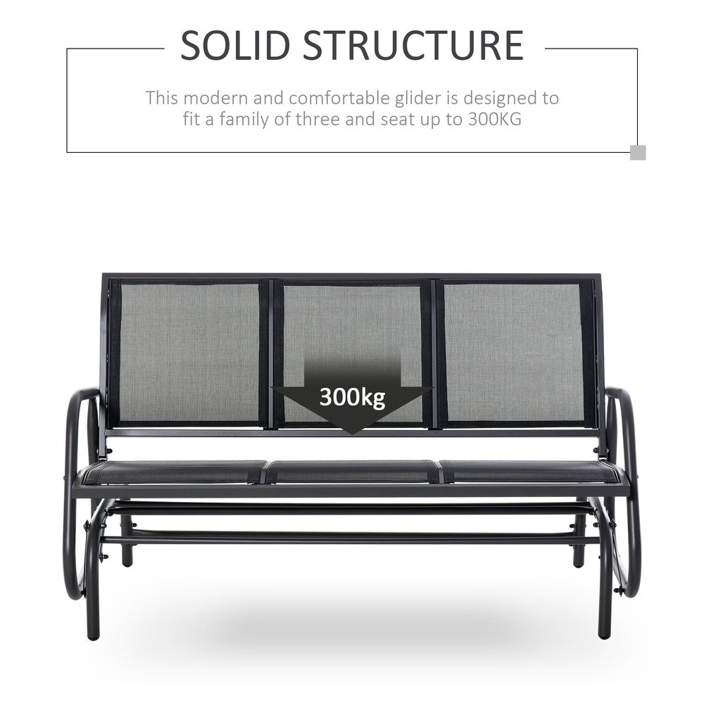 Outsunny 3-Seat Glider Rocking Chair - Metal Frame Patio Furniture