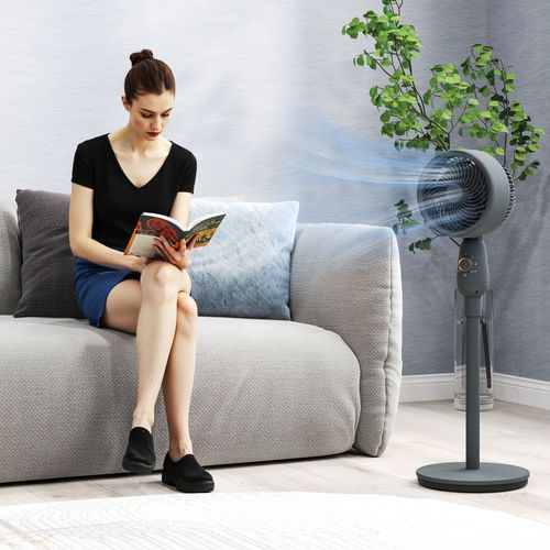 HOMCOM Pedestal Fan for Bedroom, Powerful Air Circulator with 3 Speed, Grey