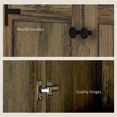 HOMCOM Farmhouse Kitchen Cupboard, Kitchen Cabinet, Grey Wood-Effect