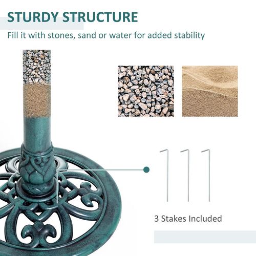 Outsunny 50cm Outdoor Bird Bath Fountain, Decrative Garden Feeder Stand Green